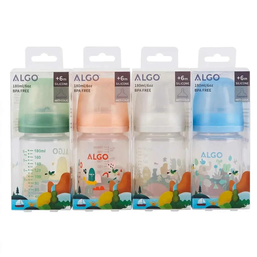 شیشه شیر ضد نفخ و ضد ضربه Algo 180ml