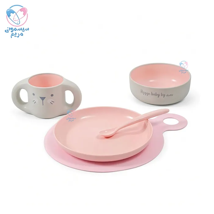 ست ظرف غذا 5 تیکه با لیوان دسته دار دودیه گربه Dodie 7600