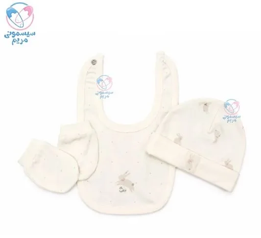 ست سه تیکه پیشبند کلاه جوراب کارامل خرگوش Caramell 2501