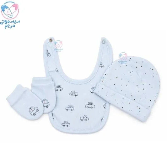 ست سه تیکه پیشبند کلاه جوراب کارامل ماشین Caramell 2234